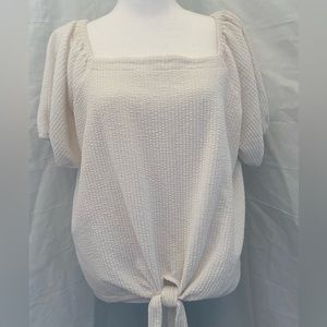 Loft Ribbed Waffle Front Tie Pullover Size XL